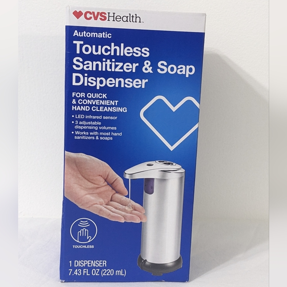 NEW CVS Health Automatic Touchless Stainless Steel Sanitizer & Soap Dispenser